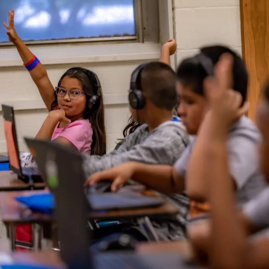 Elementary students participate in an LTBB classroom activity.